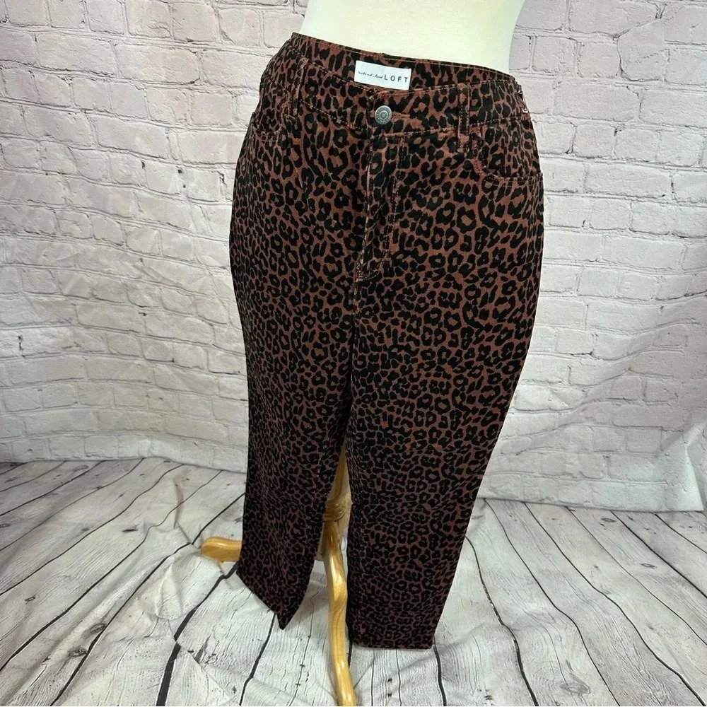 women's LOFT corduroy animal print pants size 12
